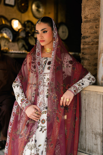 Maroon Mehak - 3Pc Anarkali Gown