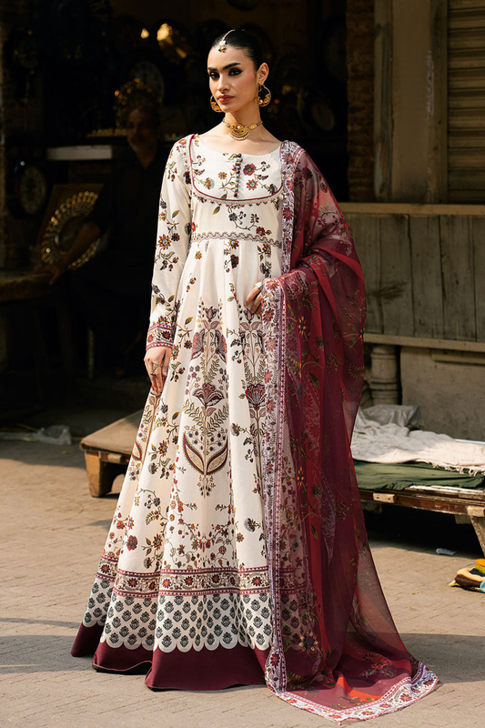 Maroon Mehak - 3Pc Anarkali Gown