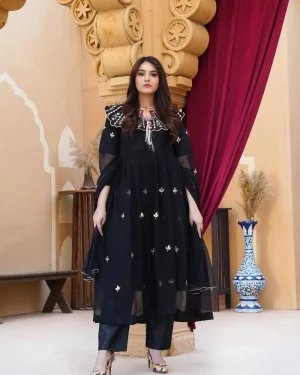 Stylish Pearls Maxi Dress for Girls 2-Piece Party Wear Frocks for Girls